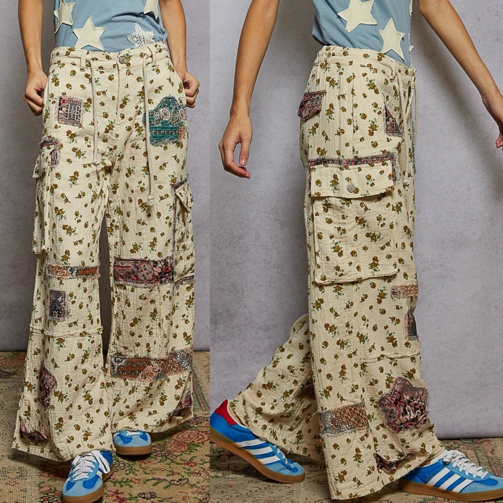 ⚡️ POL “ Honey Trail “ Patch Pants | Natural Multi